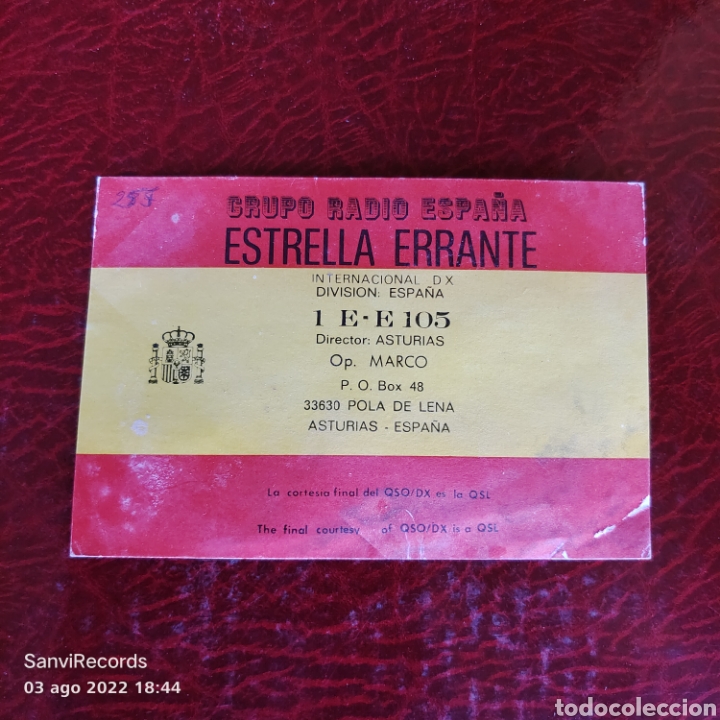 Postais: TARJETA QSL: GRUPO RADIO ESPA&Ntilde;A, ESTRELLA ERRANTE