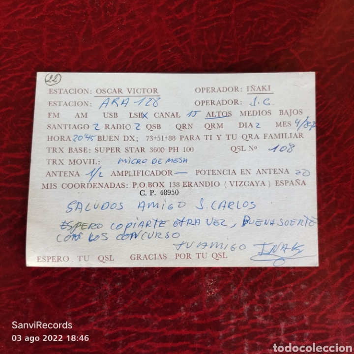 Postales: TARJETA QSL: OSCAR V&Iacute;CTOR - Foto 2