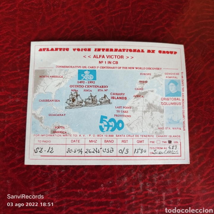 Postcards: TARJETA QSL: ATLANTIC VOICE INTERNATIONAL DX GROUP
