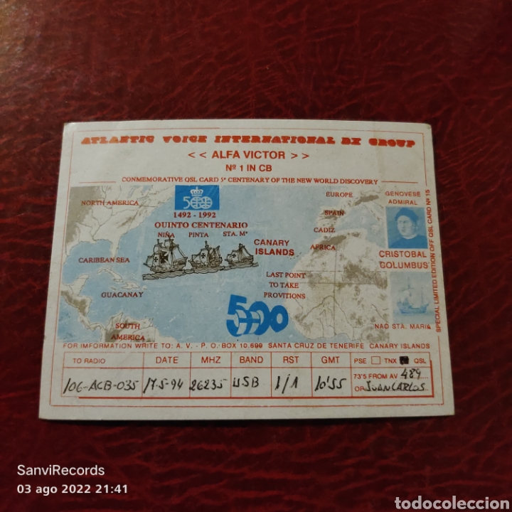 Postcards: TARJETA QSL: ATLANTIC VOICE INTERNATIONAL DX GROUP