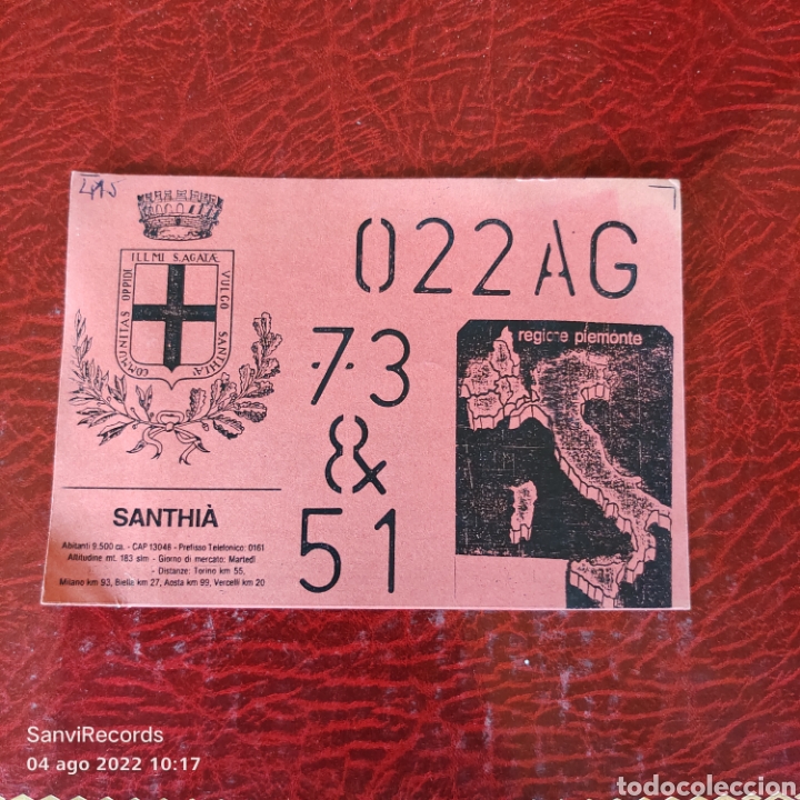 Postales: TARJETA QSL: SANTHIA - Foto 1