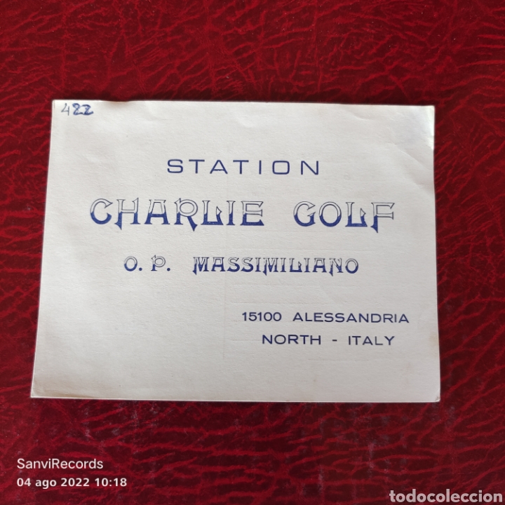 Postales: TARJETA QSL: STATION CHARLIE GOLF, ALESSANDRIA, ITALY