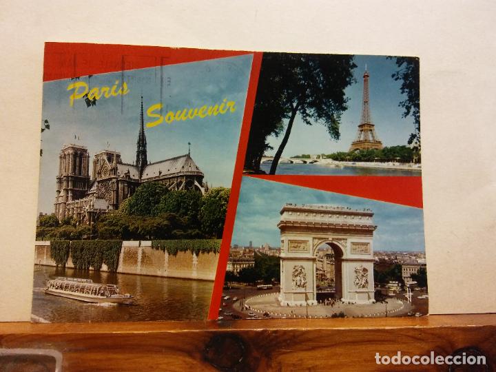 Postkarten: NOTRE DAME. TOUR EIFFEL. ARC DE TRIOMPHE. BONITA POSTAL. CIRCULADA