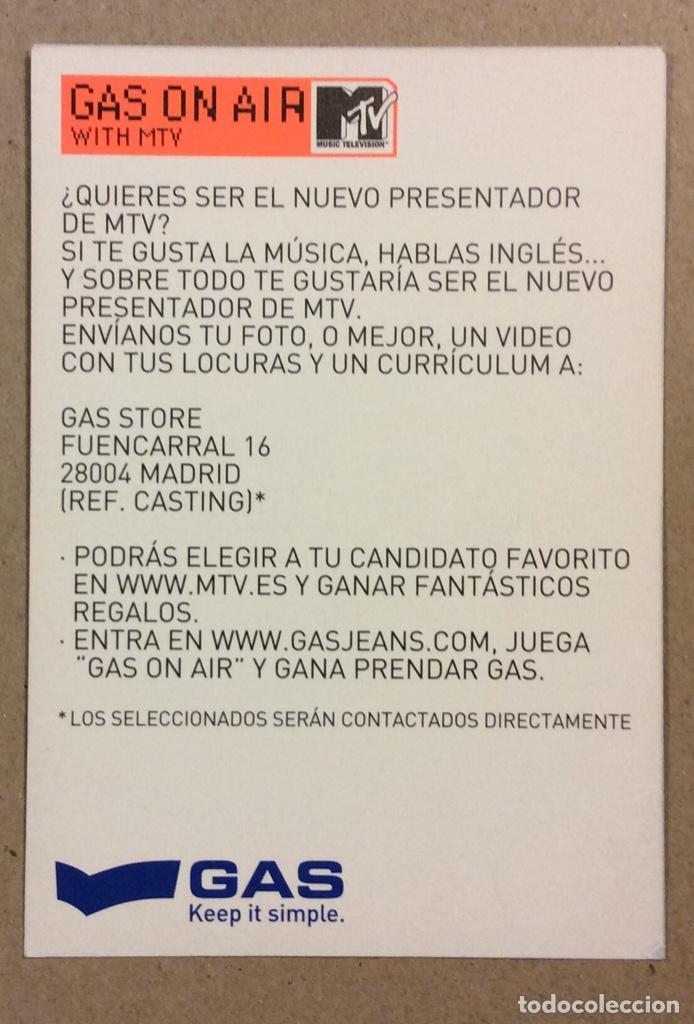 Postales: GAS Y MTV. POSTAL PUBLICITARIA - Foto 2