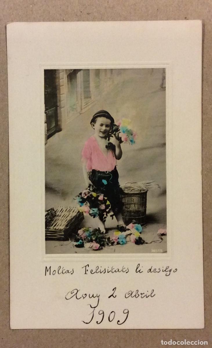 Postkarten: ANTIGUA TARJETA POSTAL COLOREADA CIRCULADA (EN CATAL&Aacute;N) EN 1909.