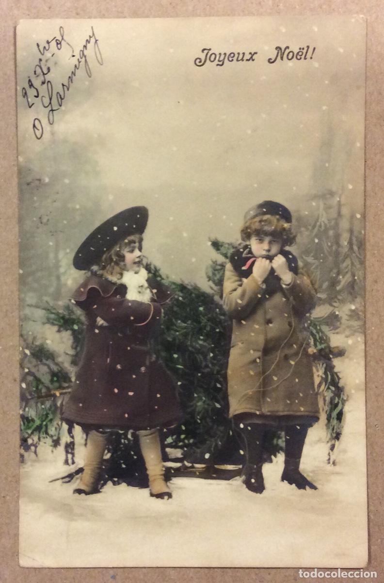 Cartes Postales: ANTIGUA TARJETA POSTAL COLOREADA CIRCULADA EN FRANC&Eacute;S EN 1905, CON SELLO. NAVIDE&Ntilde;A.