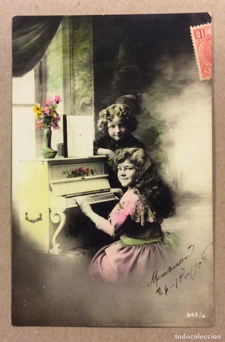 Postkarten: ANTIGUA TARJETA POSTAL COLOREADA CIRCULADA EN 1908. CON SELLO.