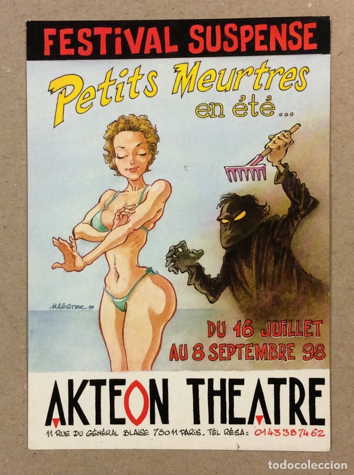 Postais: FESTIVAL DE SUSPENSE &ldquo;PETITS MEURTRES EN &Eacute;T&Eacute; 1998 (PARIS)&rdquo;. POSTAL PROMOCIONAL AKTEON THEATRE.