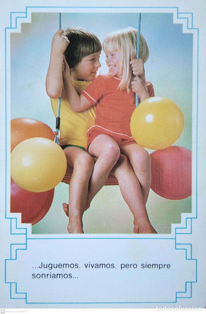 Postales: Postales Vikingo. S. Mate n&ordm; 130/3, con texto. Ni&ntilde;os en balanc&iacute;n con globos. Nueva. Color