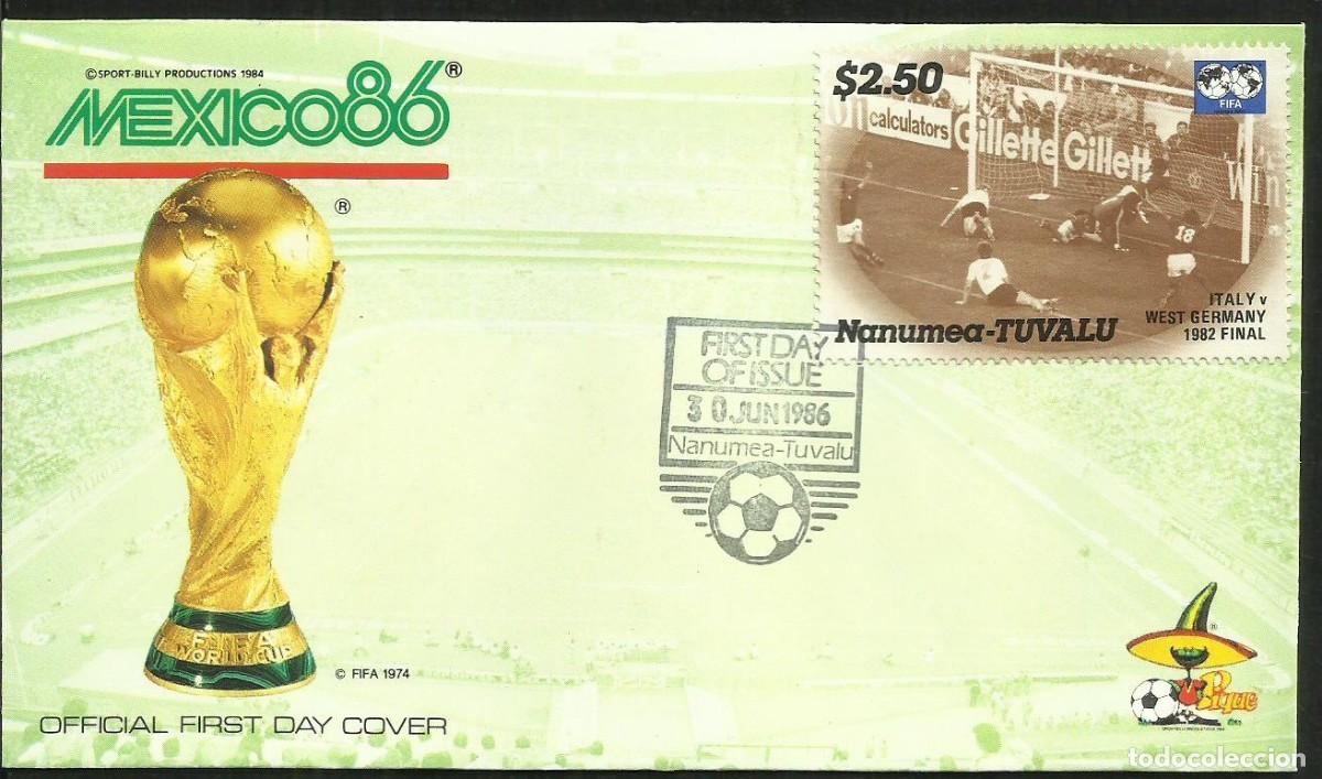 Postales: NANUMEA 1986 SOBRE PRIMER DIA CIRCULACION COPA MUNDIAL FUTBOL MEXICO 86 FDC ITALIA CAMPEON 1982