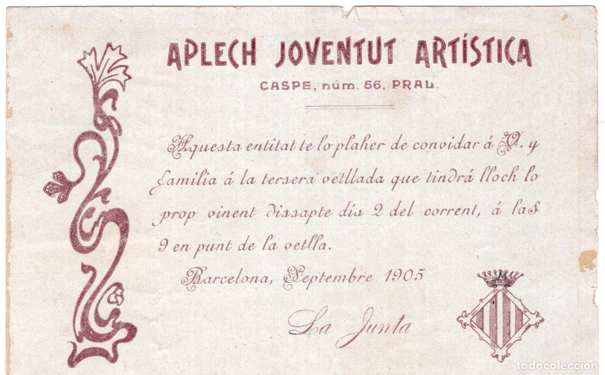Postales: BARCELONA. APLECH DE LA JOVENTUT ART&Igrave;STICA 1905 - Foto 1