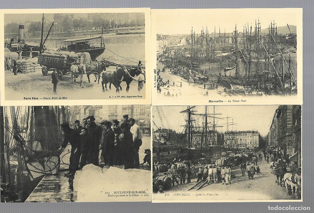 Postales: E25- 4 POSTALES ANTIGUAS DE BARCOS Y PUERTOS COPIAS DE ORIGINALES DE Pcp. DEL SIGLO XX