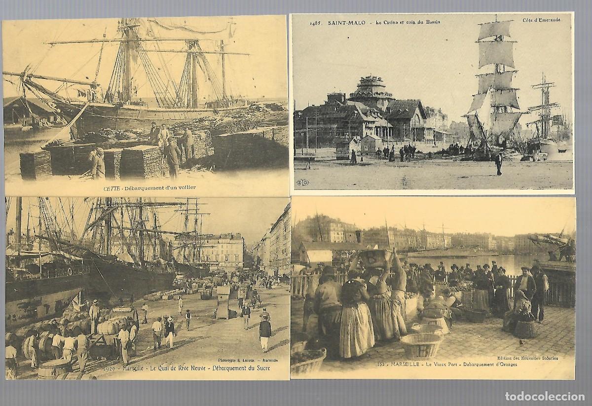 Postales: E25- 4 POSTALES ANTIGUAS DE BARCOS Y PUERTOS COPIAS DE ORIGINALES DE Pcp. DEL SIGLO XX