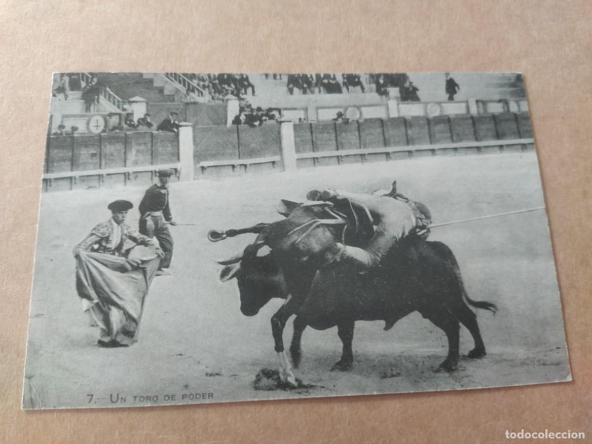Postales: TARJETA POSTAL ANTIGUA 7 UN TORO DE PODER - POSTAL TAURINA GRAFOS -S1