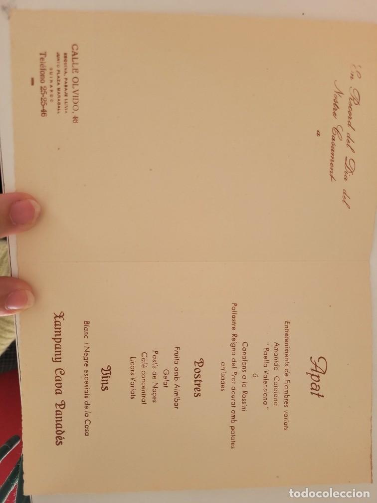 Postales: POSTAL MENU BODA CASA PERET 1955 - Foto 2