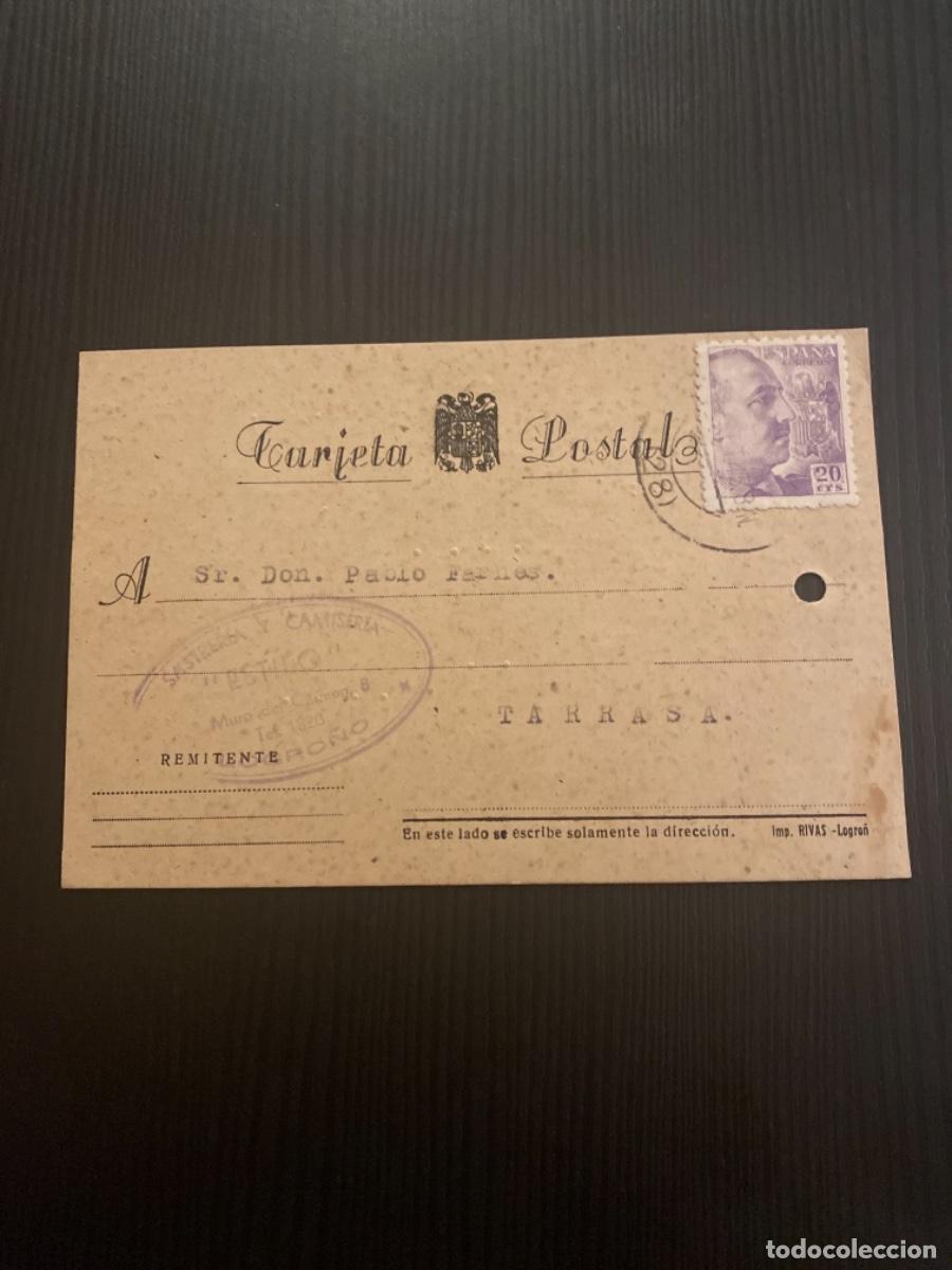 Postales: 6 - Tarjeta postal comercial Logro&ntilde;o 1945 Viuda de E. Martinez - Foto 1