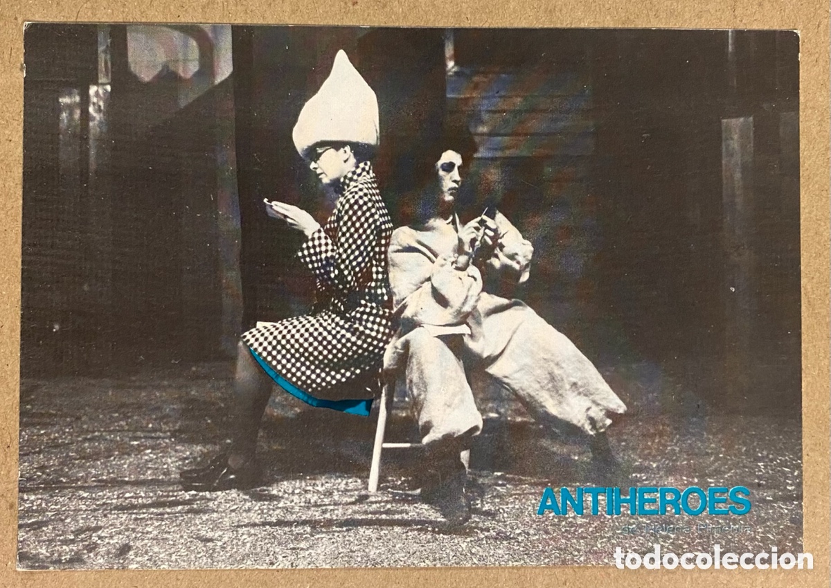 Postales: ANTIH&Eacute;ROES DE HELENA PIMIENTA. TARJETA PROMOCIONAL OBRA TEATRAL. INFORMACI&Oacute;N AL DORSO.