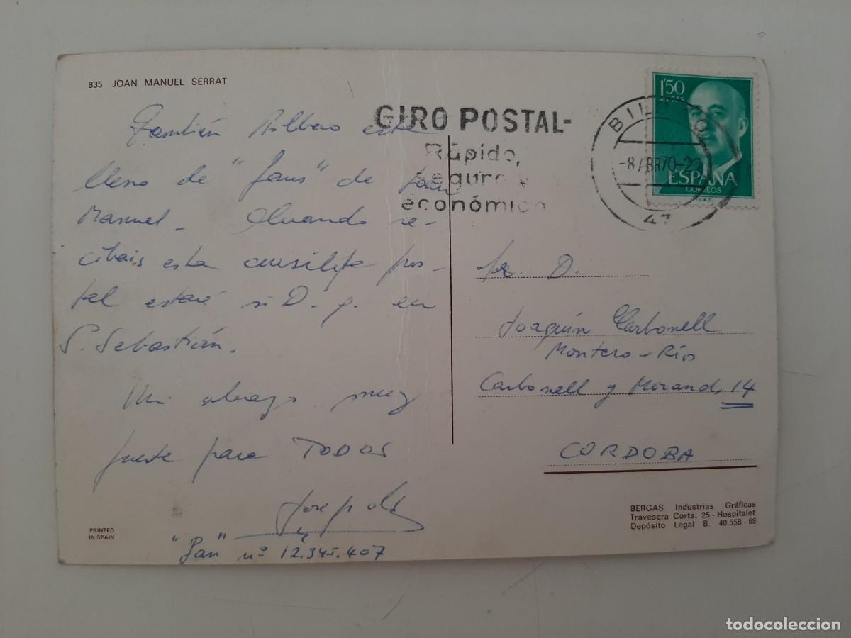 Postales: POSTAL JOAN MANUEL SERRAT. CIRCULADA. 1968 - Foto 2