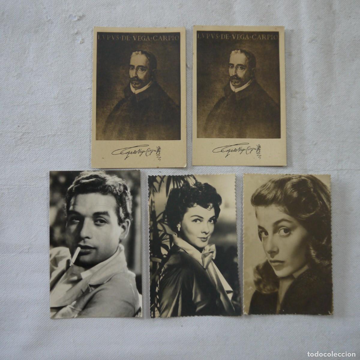 Postales: LOTE DE 2 POSTALES ANTIGUAS DE LOPE DE VEGA CARPIO+3 ACTORES - LEER DESCRIPCI&Oacute;N