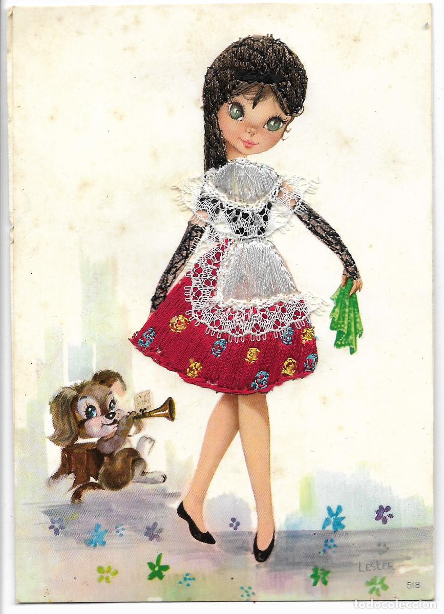 Postales: POSTAL BORDADA ** NI&Ntilde;A CON TRAJE POPULAR CATALAN ** ESCRITA