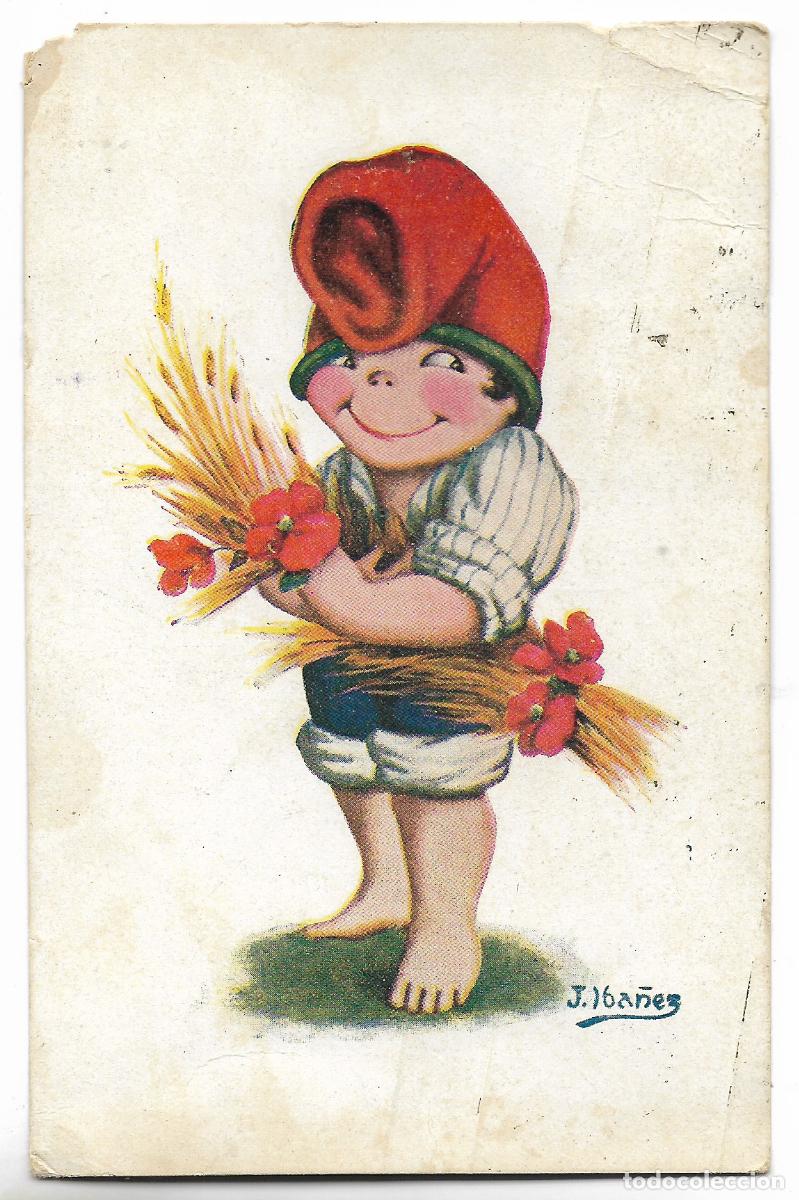 Postales: (PREMIA DE DALT) POSTAL COLECCIO J, IBA&Ntilde;EZ N&ordm; 413 ** EN TONI ** CIRCILADA CON SELLOS DE LA EPOCA