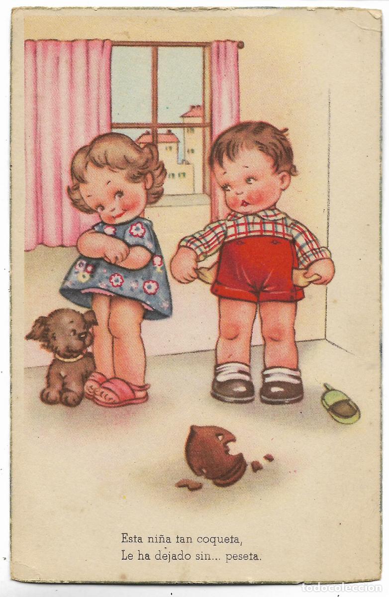 Postales: POSTAL INFANTIL ** HUCHA ROTA ** ( ESCRITA ) - Foto 1