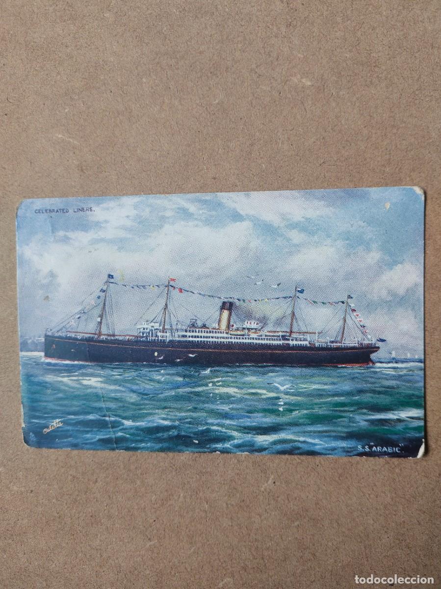 Postales: Postal del barco &rdquo;arabic&rdquo;- Linea liverpool - Boston - Foto 1
