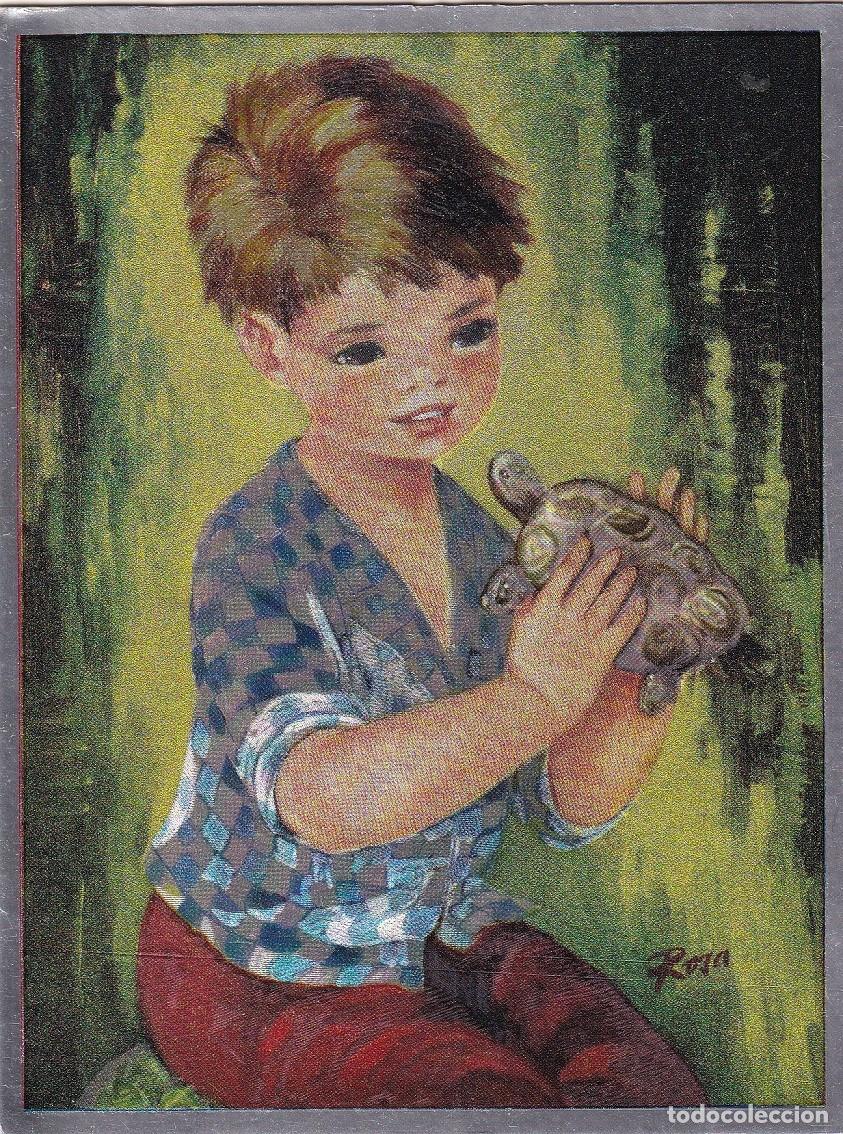 Postales: Ni&ntilde;o con tortuga - Warren N&uacute;m. 6 / Efecto plateado - Foto 1