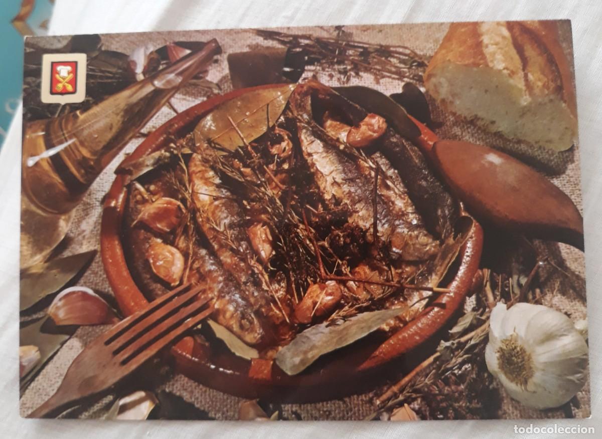 Postales: -84460 POSTAL BODEGON COMIDAS DE ESPA&Ntilde;A, N&ordm; 45, ESCUDO DE ORO, SARDINAS ESCABECHADAS, CON RECETA