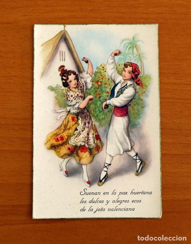Postales: Tarjeta Postal Antigua A&ntilde;os 20 - Dibujo de parejas con trajes Regionales Espa&ntilde;oles -Refranes, Dichos