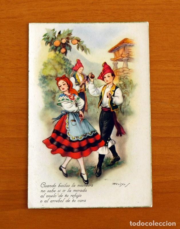 Postales: Tarjeta Postal Antigua A&ntilde;os 20 - Dibujo de parejas con trajes Regionales Espa&ntilde;oles -Refranes, Dichos