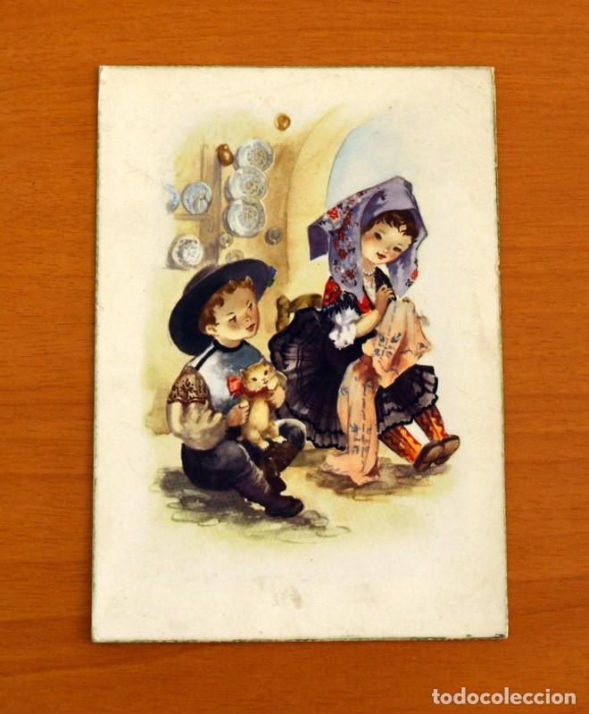Postales: Tarjeta Postal Antigua del los A&ntilde;os 50 - Dibujo de pareja de trajes regionales - 3012