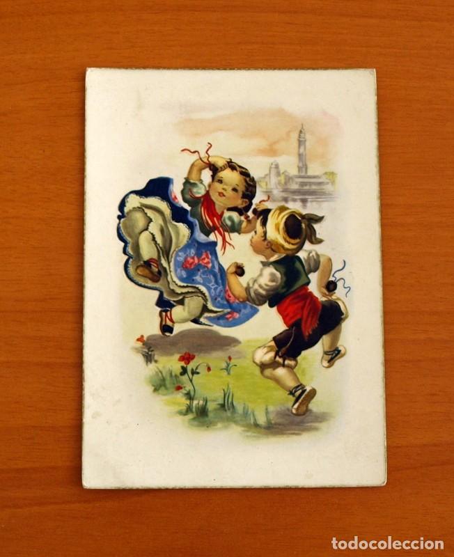 Postales: Tarjeta Postal Antigua del los A&ntilde;os 50 - Dibujo de pareja de trajes regionales - 3012