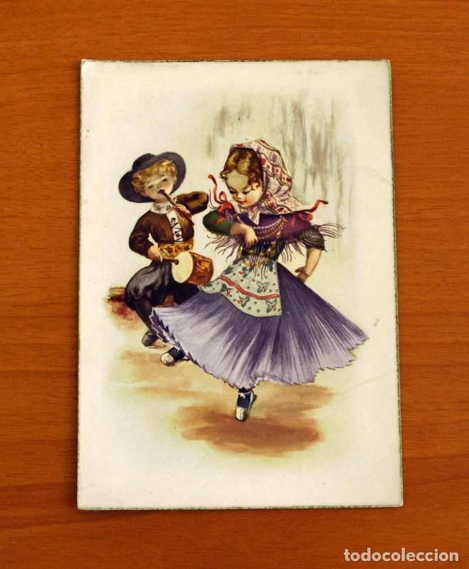 Postales: Tarjeta Postal Antigua del los A&ntilde;os 50 - Dibujo de pareja de trajes regionales - 3012