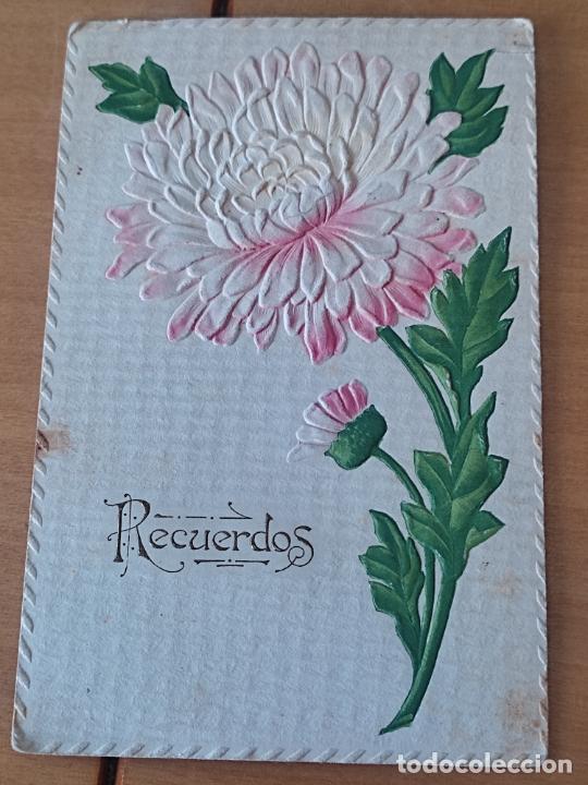 Postcards: FLORES RELIEVE 1920 POSTAL COLOREADA CIRCULADA