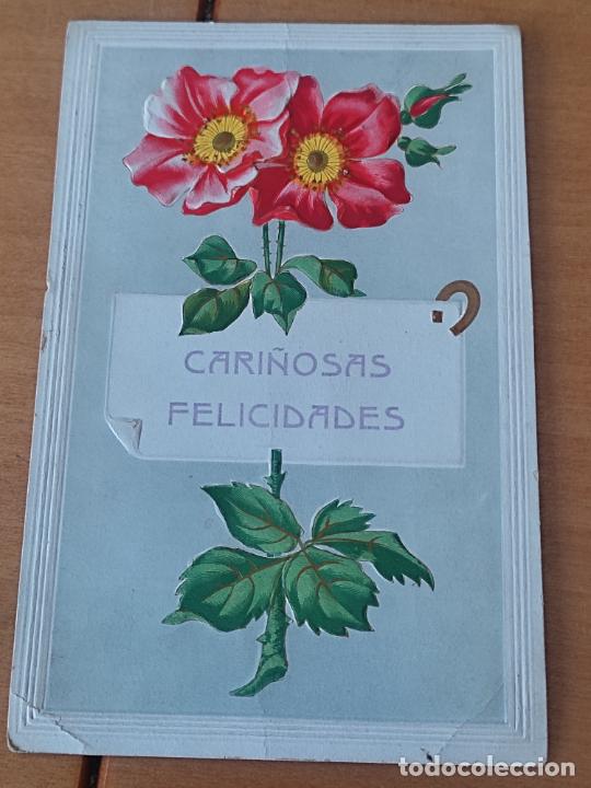 FLORES RELIEVE 1910 POSTAL COLOREADA CIRCULADA