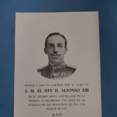 Postales: MONARQUÍA. RECORDATORIO DÉCIMO SEXTO ANIVERSARIO FALLECIMIENTO DE S.M. EL REY ALFONSO XIII. 1957.