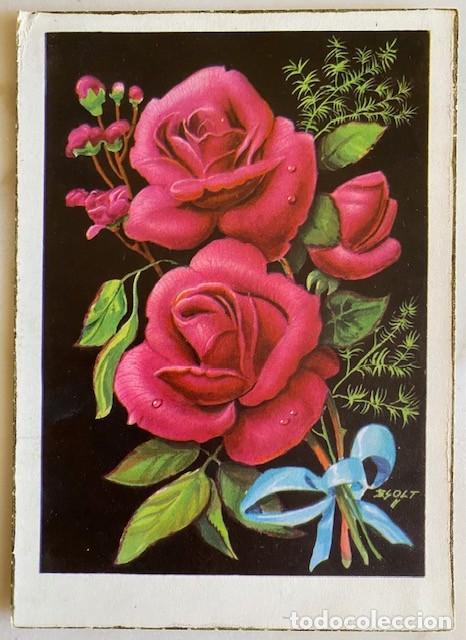 Postales: POSTAL RAMO DE ROSAS COLOR ESCRITA 1962 - Foto 1