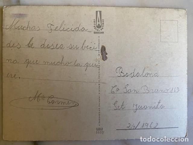 Postales: POSTAL RAMO DE ROSAS COLOR ESCRITA 1962 - Foto 2