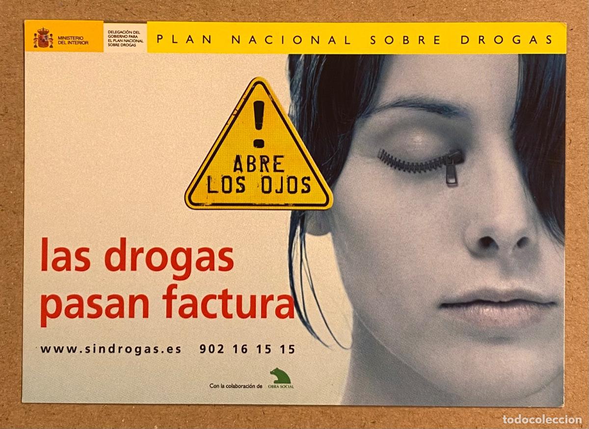 Postales: LAS DROGAS PASAN FACTURA. POSTAL PUBLICITARIA DEL PLAN NACIONAL SOBRE DROGAS.