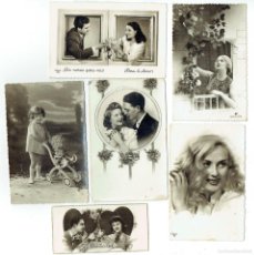 Postales: LOTE DE 6 POSTALES ROMANTICAS EN BLANCO Y NEGRO. DIRIGIDAS A C/ GALLOS (SEVILLA)AÑOS ´40-50.(ST/A3B)