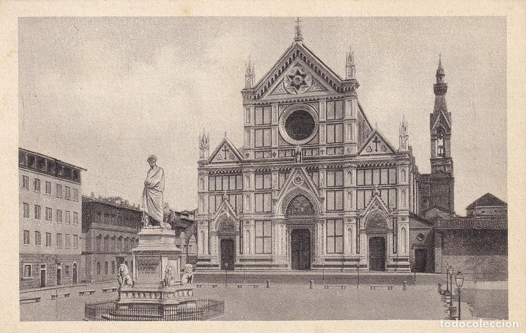 Postales: Firenze - Chiesa di S. Croce e statua di Dante - Foto 1