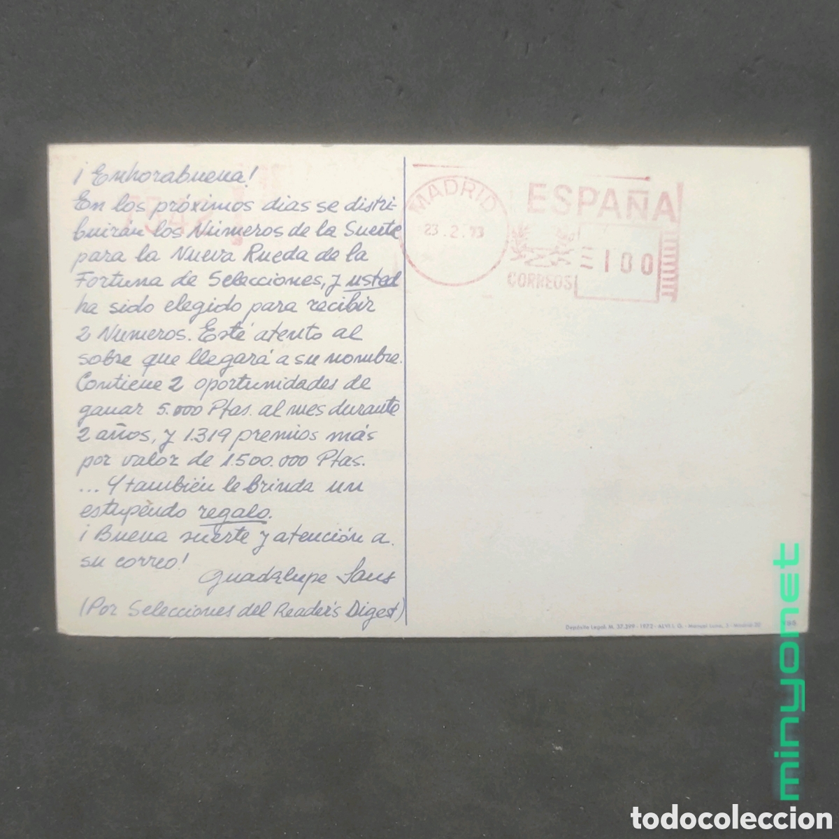 Postales: Postal Readers Digest 1972 - Seat 1430 - Foto 2