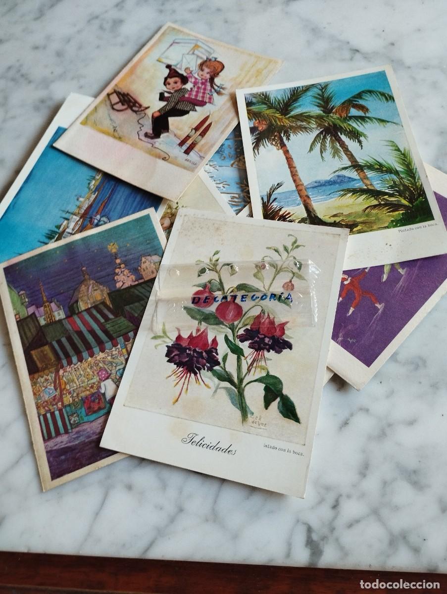 Postales: 9 POSTALES NAVIDE&Ntilde;AS ORIGINALES PINTADOS CON LA BOCA - Foto 1