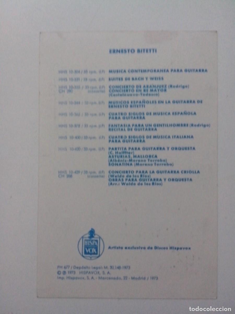 Postales: FOTO POSTAL ERNESTO BITETTI DISCOS HISPAVOX - Foto 2