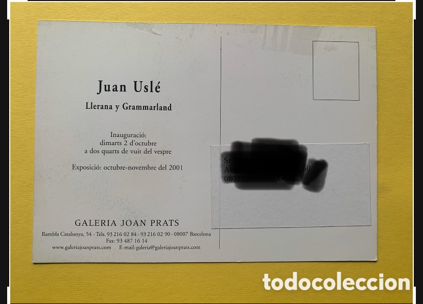 Postales: Juan Usle Postal Galer&iacute;a Joan Prats 2001 - Foto 2