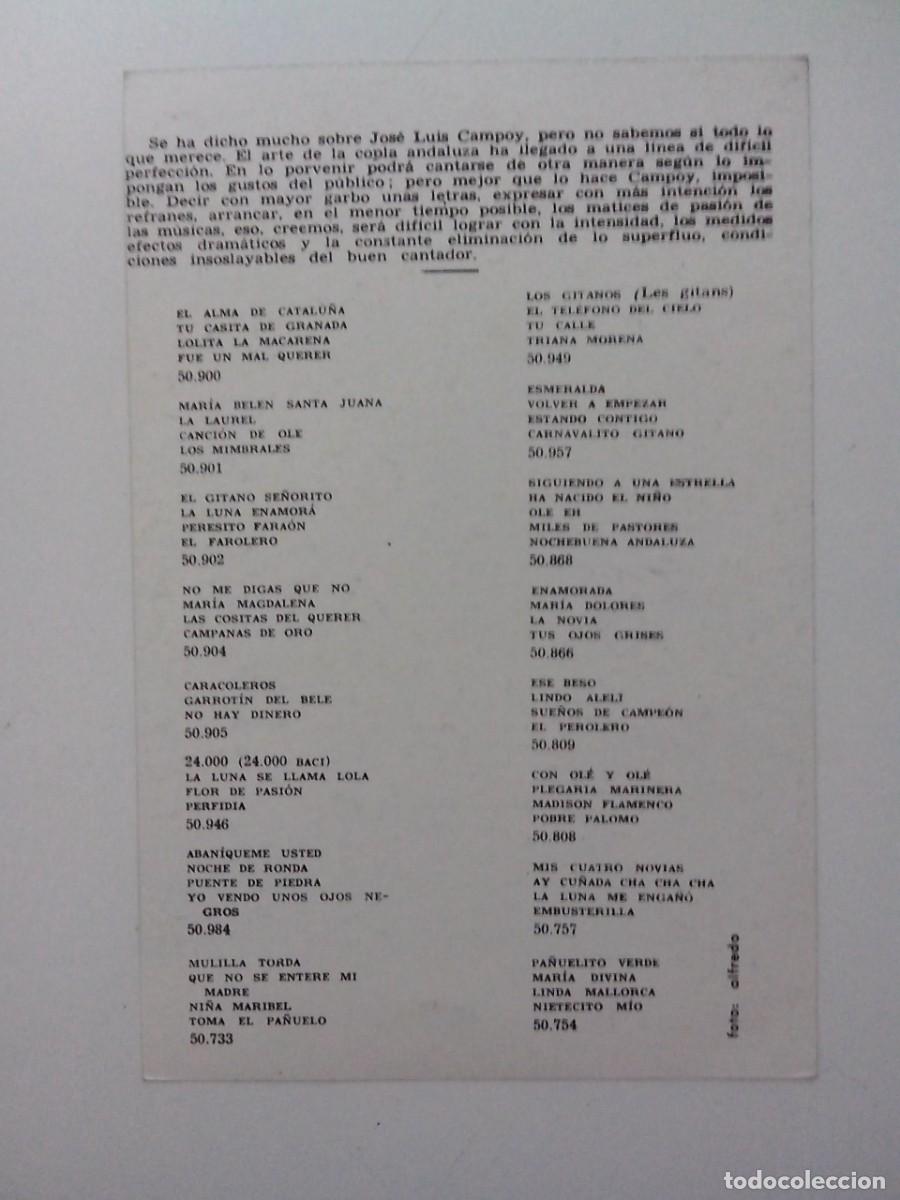 Postales: FOTO POSTAL DISCOS BELTER JOSE LUIS CAMPOY - Foto 2