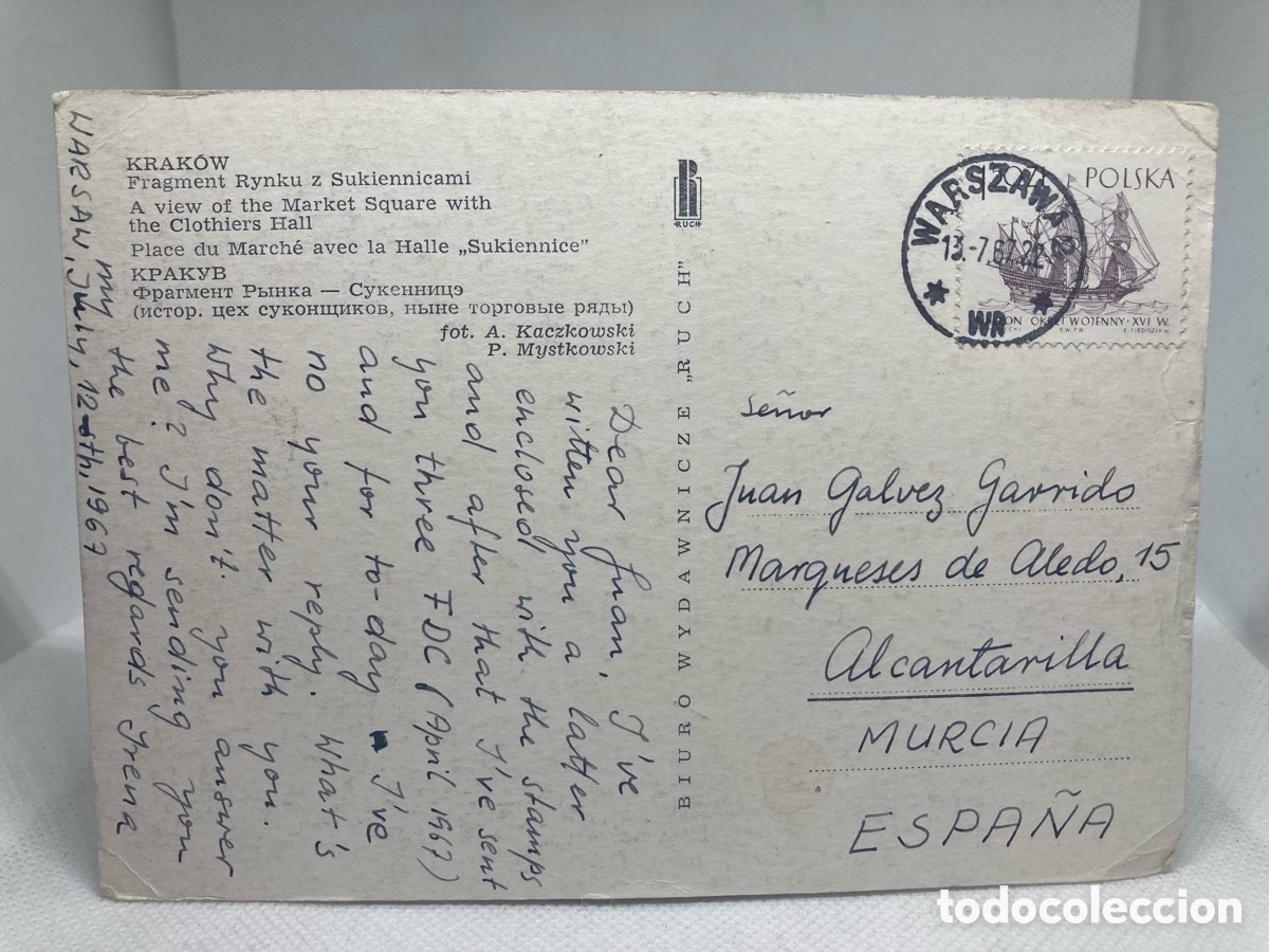 Postales: POSTAL POLONIA , ( escrita y con sello) 1967 - Foto 2