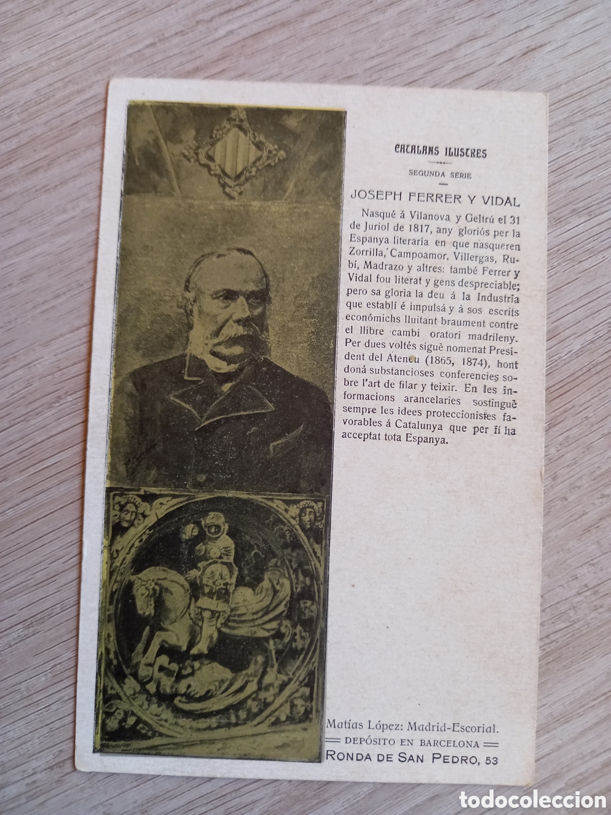 Postales: ANTIGUA POSTAL JOSEPH FERRERY VIDAL CATALANS ILUSTRES - Foto 1