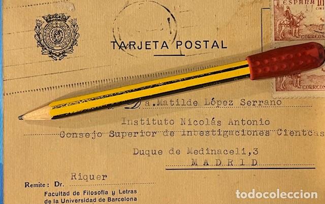 Postales: ANTIGUA TARJETA POSTAL, MARTIN RIQUER A LOPEZ SERRANO. - Foto 1